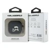 Karl Lagerfeld KLA4RUNKCHK AirPods 4 dėklas juodos spalvos Silicone Karl&Chaupette Head 3D