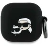 Karl Lagerfeld KLA4RUNKCHK AirPods 4 dėklas juodos spalvos Silicone Karl&Chaupette Head 3D