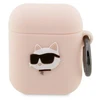 Karl Lagerfeld KLA2RUNCHP AirPods 1/2 dėklas rožinis/rožinis Silikoninis Choupette Head 3D
