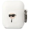 Karl Lagerfeld KLA2RUNIKH AirPods 1/2 apsauginis dėklas baltas, silikoninis, su 3D Karl'o galva