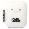 Karl Lagerfeld KLA2RUNIKH AirPods 1/2 apsauginis dėklas baltas, silikoninis, su 3D Karl'o galva