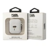 Karl Lagerfeld KLA2RUNIKH AirPods 1/2 apsauginis dėklas baltas, silikoninis, su 3D Karl'o galva