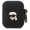 Karl Lagerfeld KLA2RUNIKK AirPods 1/2 dėklas juodas/juodas Silikonas Karl galva 3D