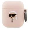 Karl Lagerfeld KLA2RUNIKP AirPods 1/2 dėklas, rožinis/rožinis, silikonas, su 3D Karl galva