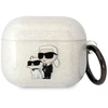 Karl Lagerfeld KLA3HNKCTGT Airpods 3 dėklas permatomas su blizgučiais Karl&Choupette