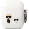 Karl Lagerfeld KLACA2SILKCW AirPods 1/2 dėklas baltos spalvos Silicone Karl & Choupette