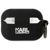 Karl Lagerfeld KLAP2RUNCHK AirPods Pro 2 dėklas, juodas/juodas Silikoninis Choupette galvos 3D dizainas
