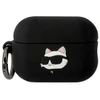 Karl Lagerfeld KLAP2RUNCHK AirPods Pro 2 dėklas, juodas/juodas Silikoninis Choupette galvos 3D dizainas