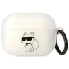 Dėklas Karl Lagerfeld Karlo Lagerfeldo etapai, skirti Airpods Pro KLAPHNCHTCT baltai Ikonik Choupette