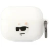 Karl Lagerfeld KLAPRUNCHH AirPods Pro apsauginis dėklas, balta/balta, silikoninis, Choupette Head 3D