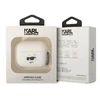 Karl Lagerfeld KLAPRUNCHH AirPods Pro apsauginis dėklas, balta/balta, silikoninis, Choupette Head 3D