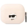 Karl Lagerfeld KLAPRUNCHP silikoninis AirPods Pro dėklas, rožinis/rožinis, su 3D Choupette galva