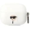 Karl Lagerfeld KLAPRUNIKH AirPods Pro dėklas, baltas, silikono, 3D Karl Head