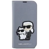 Karl Lagerfeld KLBKP14LSANKCPG Apple iPhone 14 Pro 6.1″ bookdėklas sidabrinis Saffiano Karl & Choupette