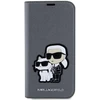 Karl Lagerfeld KLBKP14SSANKCPG Apple iPhone 14 15 13 6.1″ bookdėklas sidabrinis Saffiano Karl & Choup