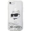 Karl Lagerfeld dėklas, skirtas iPhone 7 / 8 / SE KLHCI8LNCHCS sidabrinis HC skystas blizgus NFT Choupette galvutė
