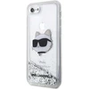 Karl Lagerfeld dėklas, skirtas iPhone 7 / 8 / SE KLHCI8LNCHCS sidabrinis HC skystas blizgus NFT Choupette galvutė