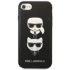 Karl Lagerfeld KLHCI8SAKICKCBK iPhone 7/8 / SE 2020 / SE 2022 juodas/juodas kietas dėklas Saffiano Ikonik Karl&Choupette Head