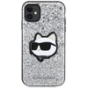 Karl Lagerfeld KLHCN61G2CPS Apple iPhone 11 /Xr 6.1″ sidabrinis kietas dėklas Glitter Choupette Patch