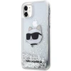 Karl Lagerfeld KLHCN61LNCHCS Apple iPhone 11/XR sidabrinis kietas dėklas Glitter Choupette Head
