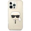 Karl Lagerfeld KLHCP13LKHTUGLGO iPhone 13 Pro / 13 6.1 aukso spalvos deklas Glitter Karl`s Head