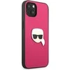 Karl Lagerfeld KLHCP13SPKMP iPhone 13 mini 5,4 rožinis deklas Odinis Ikonik Karl`s Head Metal