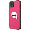 Karl Lagerfeld KLHCP13SPKMP iPhone 13 mini 5,4 rožinis deklas Odinis Ikonik Karl`s Head Metal