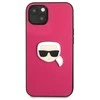 Karl Lagerfeld KLHCP13SPKMP iPhone 13 mini 5,4 rožinis deklas Odinis Ikonik Karl`s Head Metal