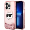 Karl Lagerfeld KLHCP14LLNCHCP Apple iPhone 14 Pro 6,1″ rožinės spalvos kietas dėklas Glitter Choupette Head