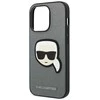 Karl Lagerfeld KLHCP14LSAPKHG iPhone 14 Pro 6.1 sidabrinis deklas Saffiano Karl`s Head Patch