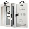 Karl Lagerfeld KLHCP14LSAPKHG iPhone 14 Pro 6.1 sidabrinis deklas Saffiano Karl`s Head Patch