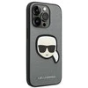 Karl Lagerfeld KLHCP14LSAPKHG iPhone 14 Pro 6.1 sidabrinis deklas Saffiano Karl`s Head Patch