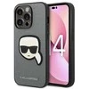 Karl Lagerfeld KLHCP14LSAPKHG iPhone 14 Pro 6.1 sidabrinis deklas Saffiano Karl`s Head Patch