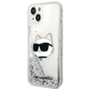 Karl Lagerfeld KLHCP14MLNCHCS iPhone 14 Plus / 15 Plus 6,7″ sidabrinis kietas dėklas Glitter Choupette