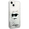 Karl Lagerfeld KLHCP14MLNCHCS iPhone 14 Plus / 15 Plus 6,7″ sidabrinis kietas dėklas Glitter Choupette