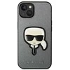 Karl Lagerfeld KLHCP14MSAPKHG iPhone 14 Plus 6,7 sidabrinis/sidabrinis deklas Saffiano Karl`s Head Patch