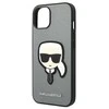 Karl Lagerfeld KLHCP14MSAPKHG iPhone 14 Plus 6,7 sidabrinis/sidabrinis deklas Saffiano Karl`s Head Patch