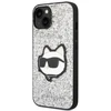 Karl Lagerfeld KLHCP14SG2CPS Apple iPhone 14/ 15 / 13 6,1″ sidabrinis kietas dėklas Glitter Choupette Patch