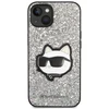 Karl Lagerfeld KLHCP14SG2CPS Apple iPhone 14/ 15 / 13 6,1″ sidabrinis kietas dėklas Glitter Choupette Patch