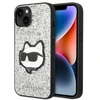 Karl Lagerfeld KLHCP14SG2CPS Apple iPhone 14/ 15 / 13 6,1″ sidabrinis kietas dėklas Glitter Choupette Patch