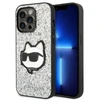 Karl Lagerfeld KLHCP14XG2CPS Apple iPhone 14 Pro Max 6,7″ sidabrinis kietas dėklas Glitter Choupette Patch