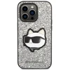 Karl Lagerfeld KLHCP14XG2CPS Apple iPhone 14 Pro Max 6,7″ sidabrinis kietas dėklas Glitter Choupette Patch