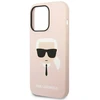Karl Lagerfeld dėklas, skirtas iPhone 14 Pro Max 6,7 KLHCP14XSLKHBK rožinės spalvos HC Silicone Karl's Head