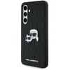 Karl Lagerfeld KLHCS24FEPGKLKCPK Samsung Galaxy S24 FE S721 juodos spalvos kietas dėklas Monogram Karl&Chaoupette Head Pin