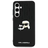 Karl Lagerfeld KLHCS24FEPGKLKCPK Samsung Galaxy S24 FE S721 juodos spalvos kietas dėklas Monogram Karl&Chaoupette Head Pin