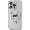 Karl Lagerfeld KLHMP15LHMRSCHH Apple iPhone 15 Pro 6.1″ baltos spalvos kietas dėklas Ring Stand Choupette Head MagS