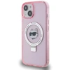 Karl Lagerfeld KLHMP15SHMRSCHP Apple iPhone 15/ 14 / 13 6.1″ rožinės spalvos kietas dėklas Ring Stand Choupette Head