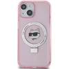 Karl Lagerfeld KLHMP15SHMRSCHP Apple iPhone 15/ 14 / 13 6.1″ rožinės spalvos kietas dėklas Ring Stand Choupette Head