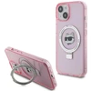 Karl Lagerfeld KLHMP15SHMRSCHP Apple iPhone 15/ 14 / 13 6.1″ rožinės spalvos kietas dėklas Ring Stand Choupette Head