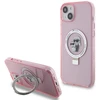 Karl Lagerfeld KLHMP15SHMRSKCP Apple iPhone 15/ 14 / 13 6.1″ rožinės spalvos kietas dėklas Ring Stand Karl&Choupett